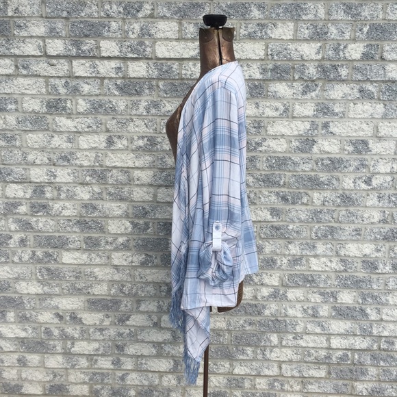 Torrid Open Front Fringed Flannel Draped Cardigan - Picture 5 of 8